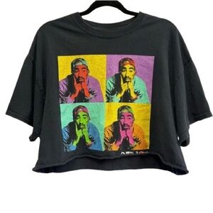 Poetic Justice Tupac Pop-Art Crop Graphic Tee Size L Oversized